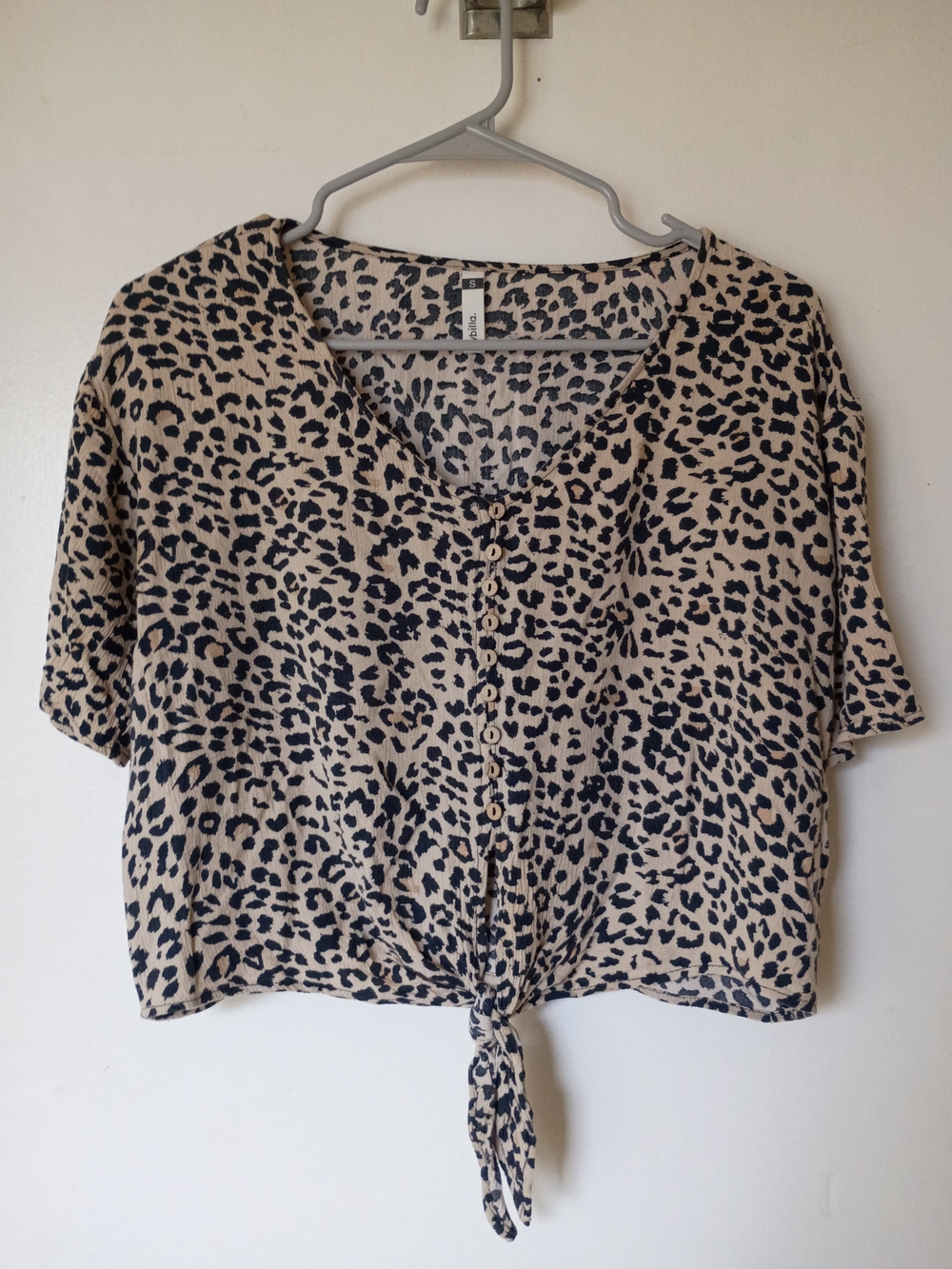 Cheetah Print Front Tie Blouse